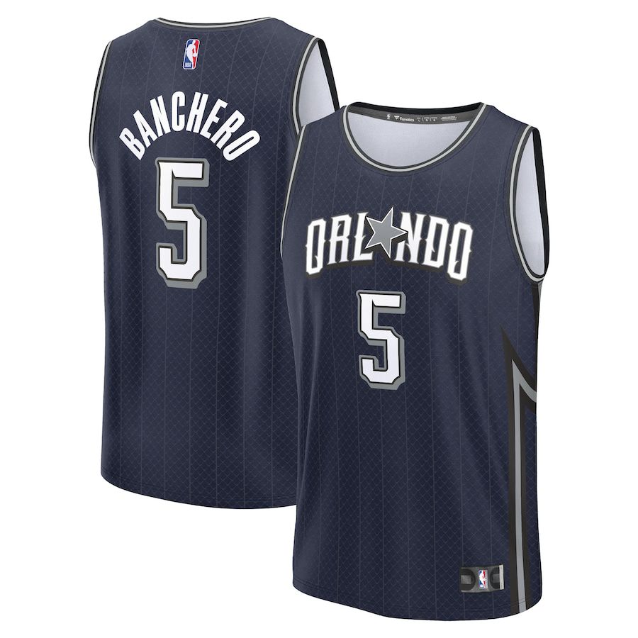 Men Orlando Magic #5 Paolo Banchero Fanatics Branded Navy City Edition 2023-24 Fast Break NBA Jersey->youth nba jersey->Youth Jersey
